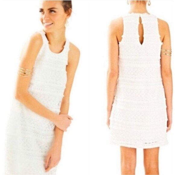Lilly Pulitzer Dress Womens Size 00 Annette Shift Lace Mini Dress White - Picture 2 of 7